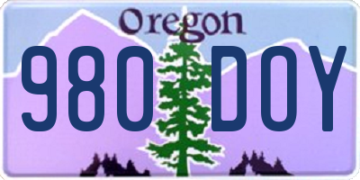 OR license plate 980DOY