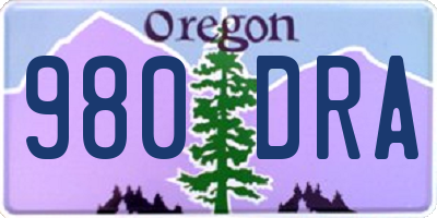 OR license plate 980DRA