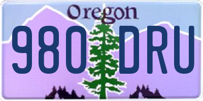 OR license plate 980DRU