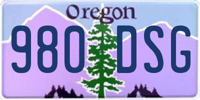 OR license plate 980DSG