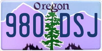 OR license plate 980DSJ