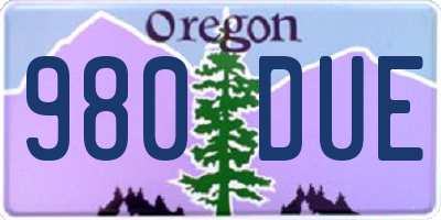 OR license plate 980DUE
