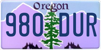 OR license plate 980DUR