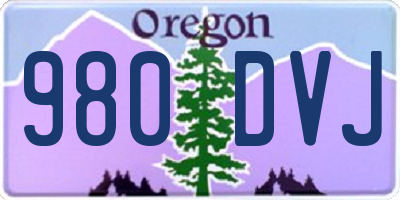 OR license plate 980DVJ