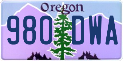 OR license plate 980DWA