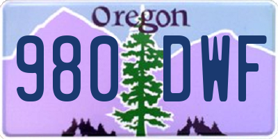 OR license plate 980DWF
