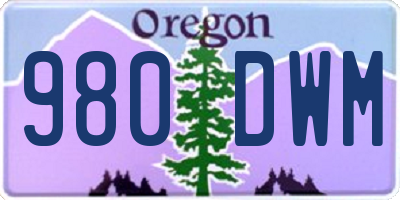 OR license plate 980DWM