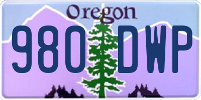 OR license plate 980DWP