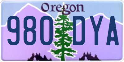 OR license plate 980DYA
