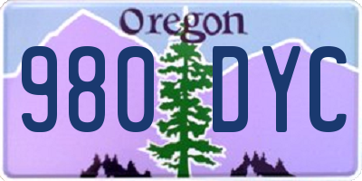OR license plate 980DYC