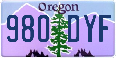 OR license plate 980DYF