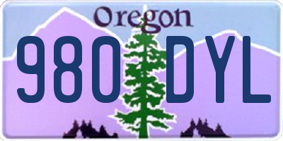 OR license plate 980DYL