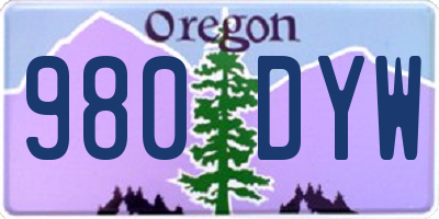 OR license plate 980DYW