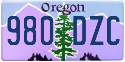OR license plate 980DZC