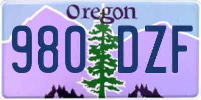 OR license plate 980DZF