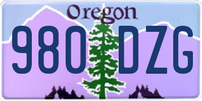 OR license plate 980DZG