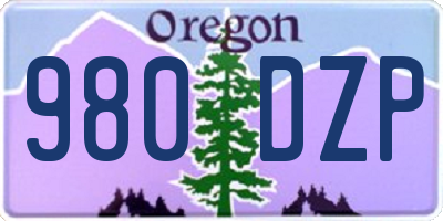 OR license plate 980DZP