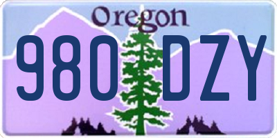 OR license plate 980DZY