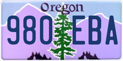 OR license plate 980EBA