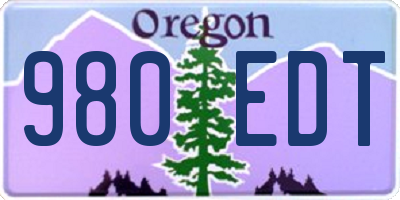 OR license plate 980EDT