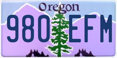 OR license plate 980EFM