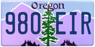 OR license plate 980EIR