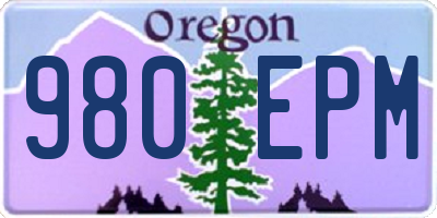 OR license plate 980EPM