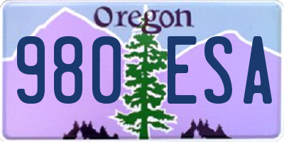 OR license plate 980ESA