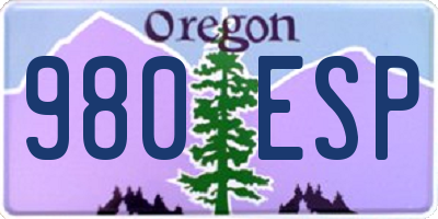 OR license plate 980ESP