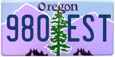 OR license plate 980EST