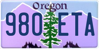 OR license plate 980ETA