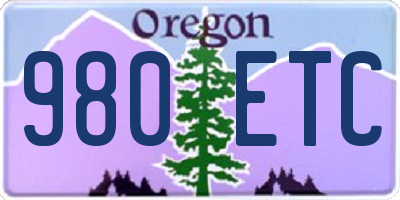 OR license plate 980ETC