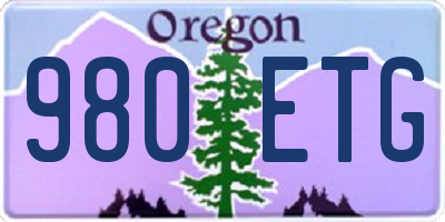 OR license plate 980ETG