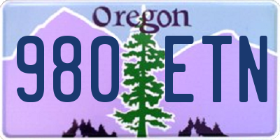 OR license plate 980ETN