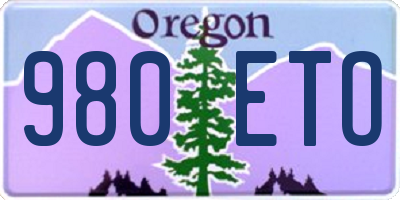 OR license plate 980ETO