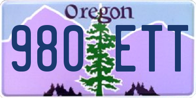 OR license plate 980ETT