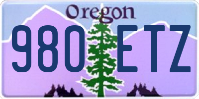 OR license plate 980ETZ