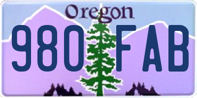 OR license plate 980FAB