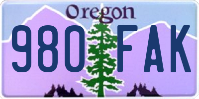 OR license plate 980FAK