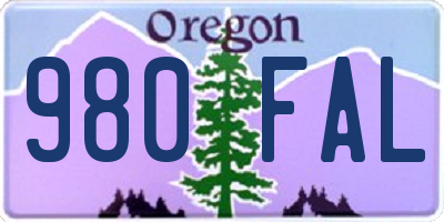 OR license plate 980FAL