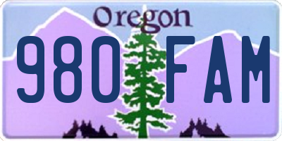 OR license plate 980FAM