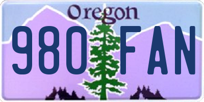 OR license plate 980FAN