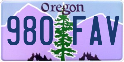 OR license plate 980FAV