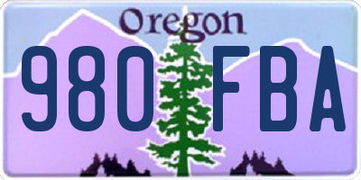 OR license plate 980FBA