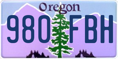 OR license plate 980FBH