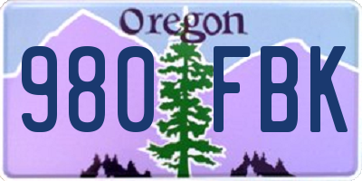 OR license plate 980FBK