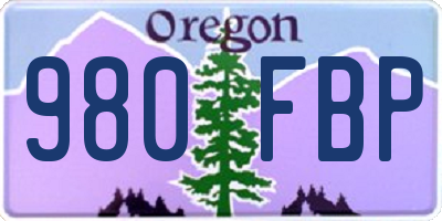 OR license plate 980FBP