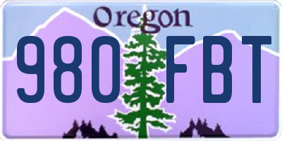OR license plate 980FBT