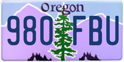OR license plate 980FBU