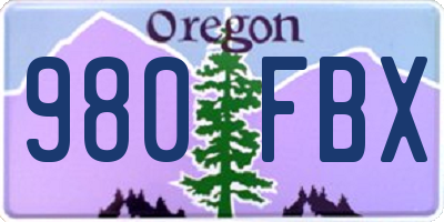 OR license plate 980FBX